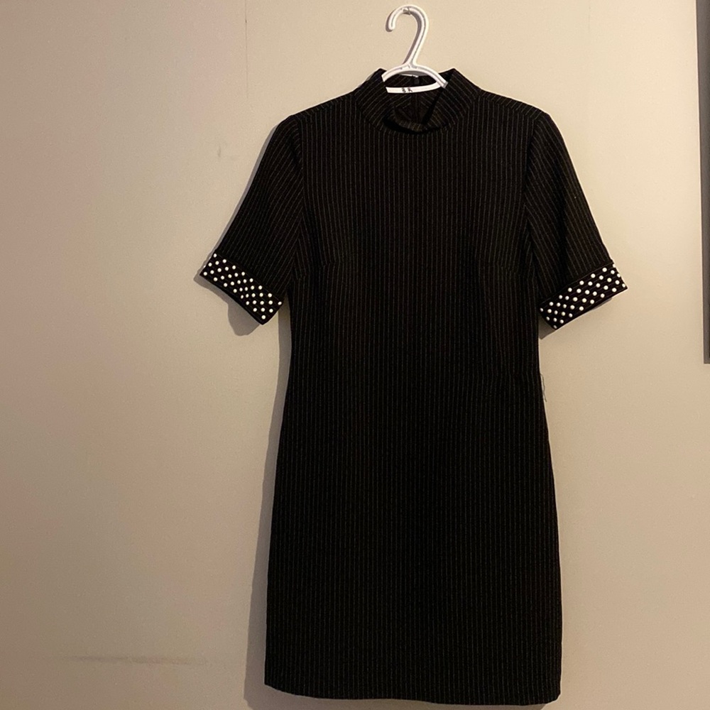 Black Pinstripe Mini Dress